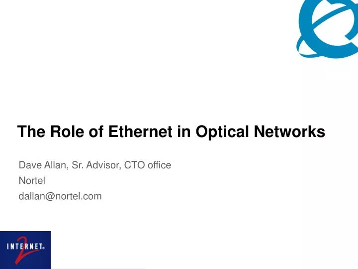 the role of ethernet in optical networks