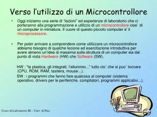 verso l utilizzo di un microcontrollore