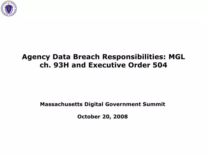agency data breach responsibilities mgl ch 93h and executive order 504
