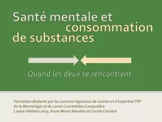sant mentale et consommation de substances