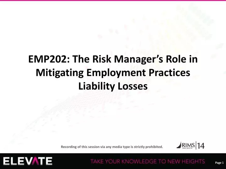 emp202 the risk manager s role in mitigating employment practices liability losses