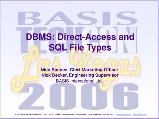 DBMS: Direct-Access and SQL File Types
