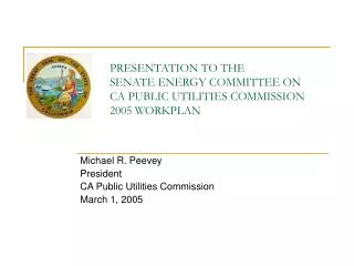 Michael R. Peevey President CA Public Utilities Commission March 1, 2005