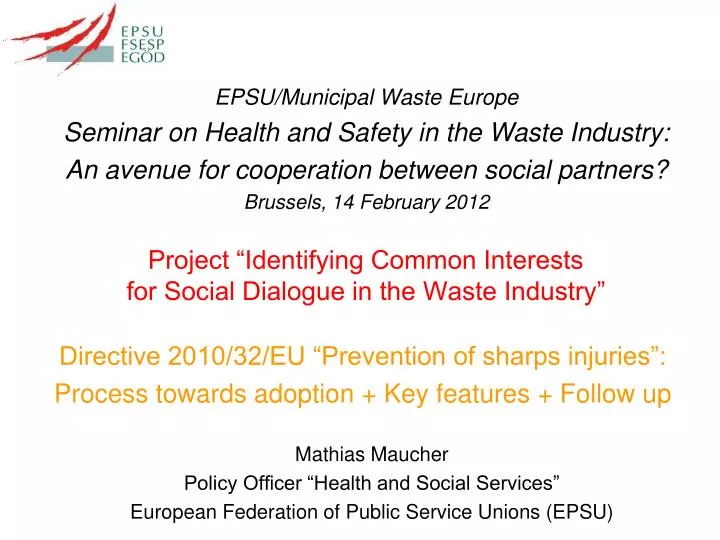 project identifying common interests for social dialogue in the waste industry