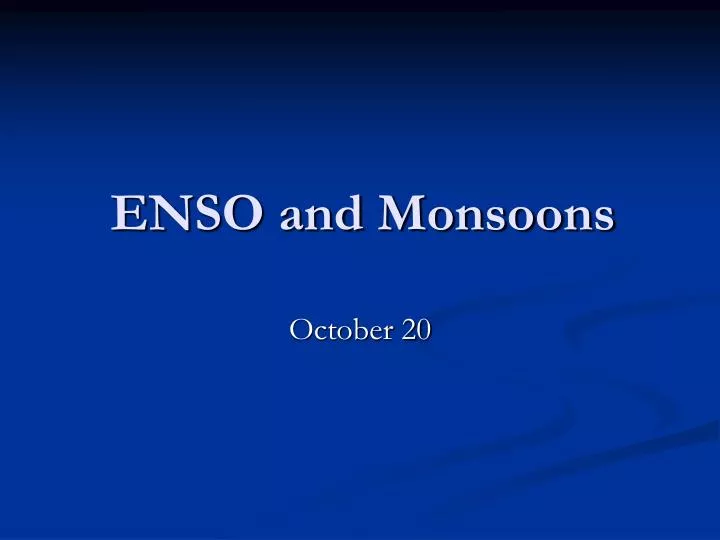 enso and monsoons