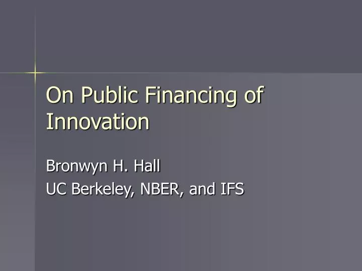 on public financing of innovation