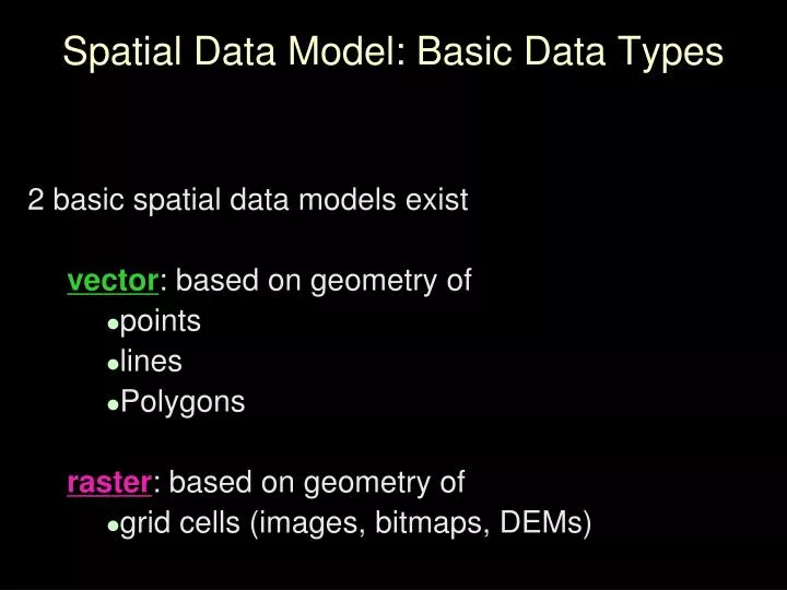 spatial data model basic data types