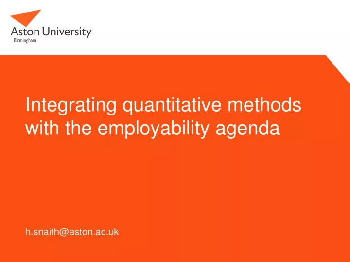 integrating quantitative methods with the employability agenda