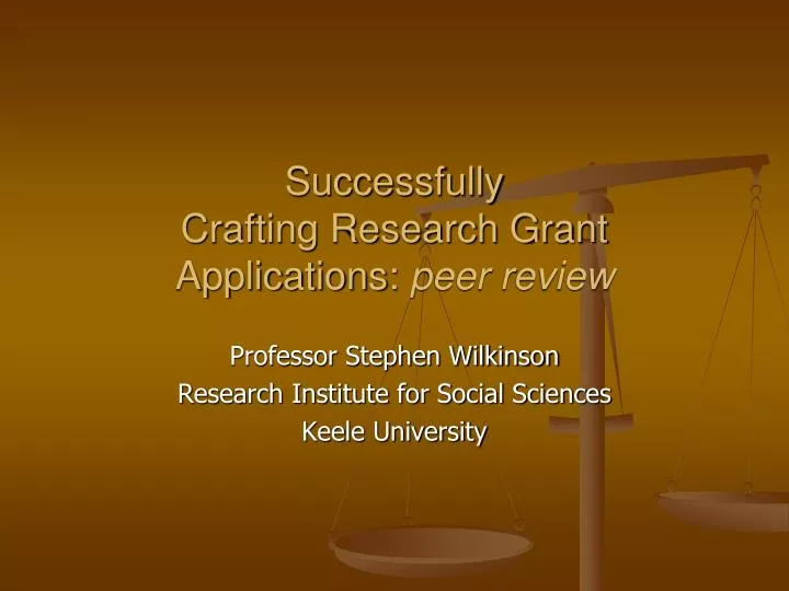successfully crafting research grant applications peer review
