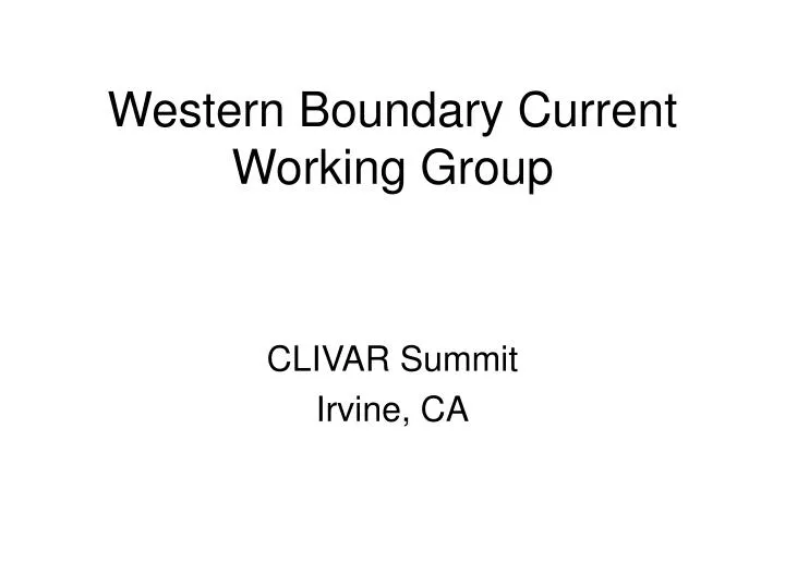 western boundary current working group