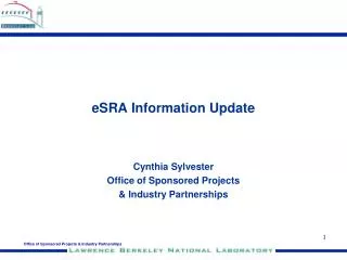 eSRA Information Update