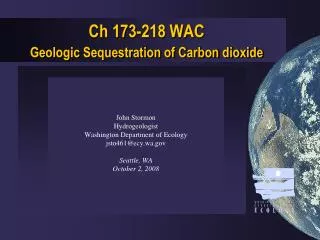 Ch 173-218 WAC Geologic Sequestration of Carbon dioxide