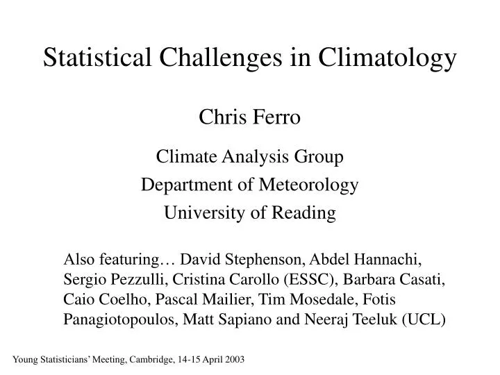 statistical challenges in climatology