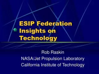ESIP Federation Insights on Technology