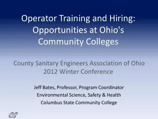 Jeff Bates, Professor, Program Coordinator Environmental Science, Safety &amp; Health