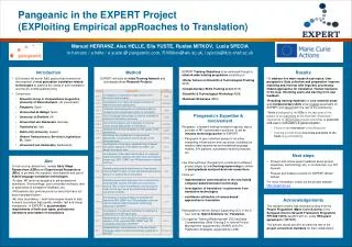 Pangeanic in the EXPERT Project (EXPloiting Empirical appRoaches to Translation)