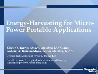 Energy-Harvesting for Micro-Power Portable Applications