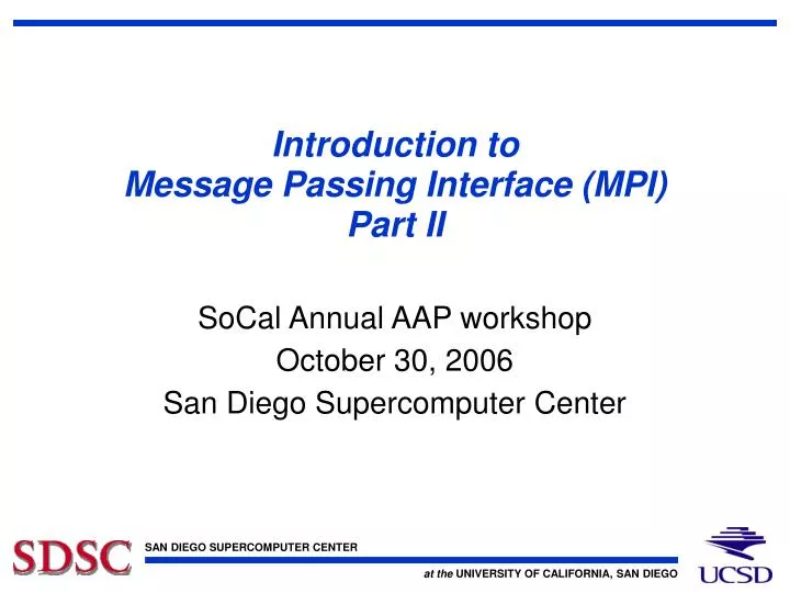 introduction to message passing interface mpi part ii