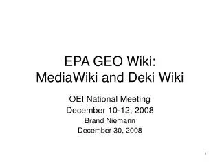 EPA GEO Wiki: MediaWiki and Deki Wiki