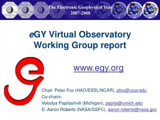e GY Virtual Observatory Working Group report