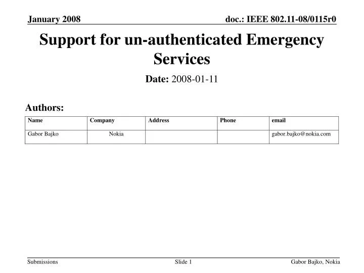 support for un authenticated emergency services