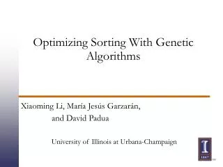 Optimizing Sorting With Genetic Algorithms