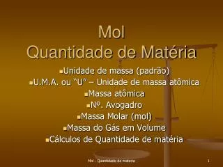 mol quantidade de mat ria