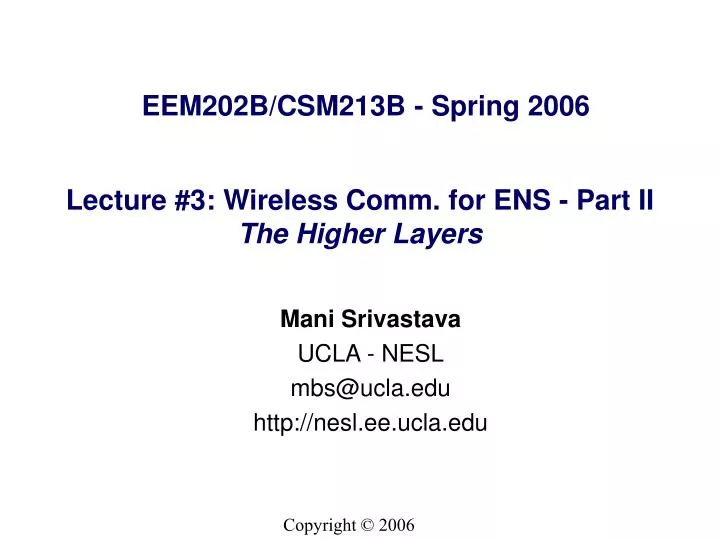 lecture 3 wireless comm for ens part ii the higher layers