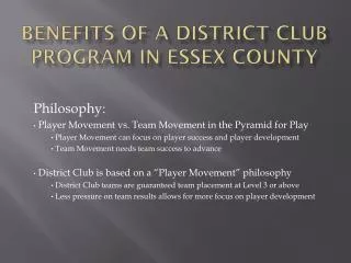 Benefits of a District Club Program in Essex County