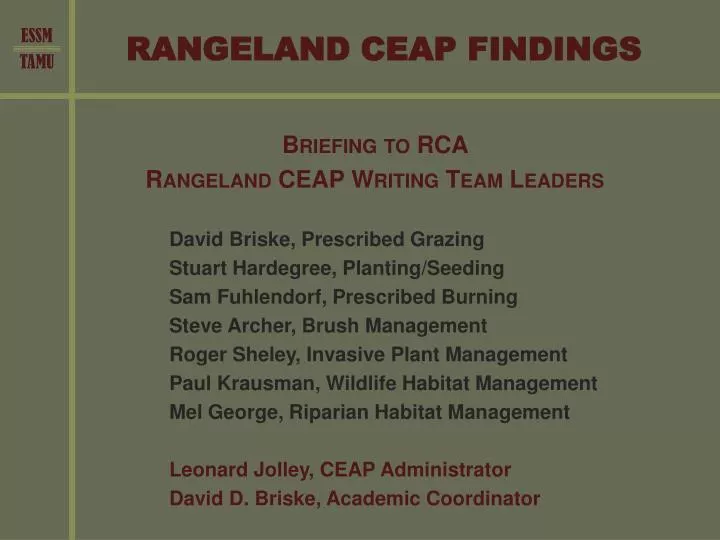 rangeland ceap findings