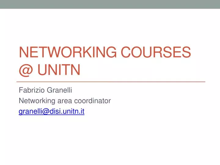 networking courses @ unitn