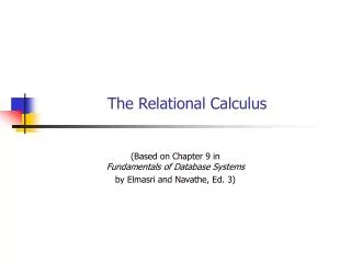 The Relational Calculus