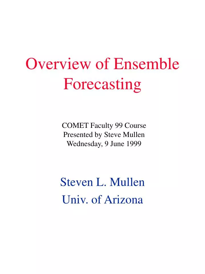 overview of ensemble forecasting