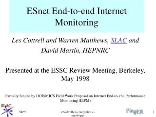 ESnet End-to-end Internet Monitoring