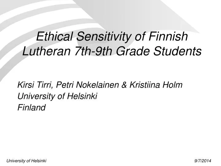 ethical sensitivity of finnish lutheran 7th 9th grade students