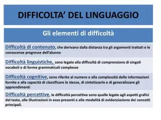 difficolta del linguaggio