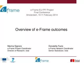 e-Frame EU FP7 Project Final Conference Amsterdam, 10-11 February 2014
