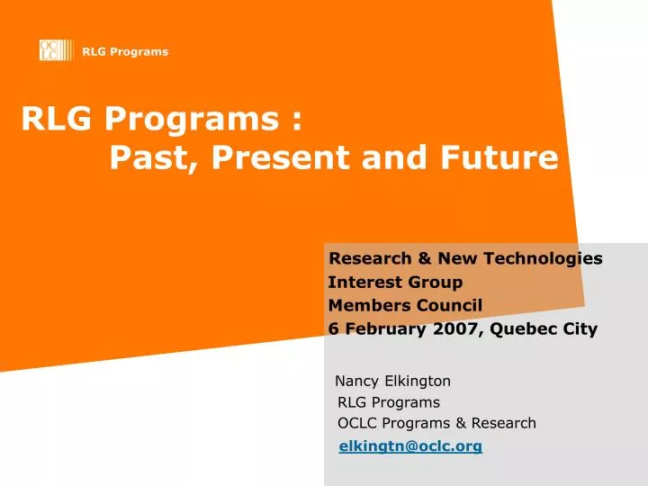rlg programs past present and future