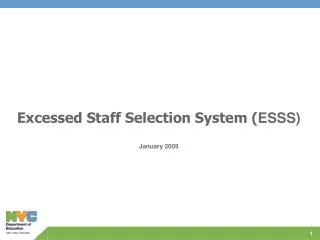Excessed Staff Selection System ( ESSS) January 2009