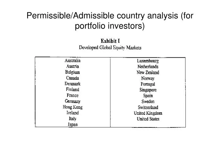 permissible admissible country analysis for portfolio investors