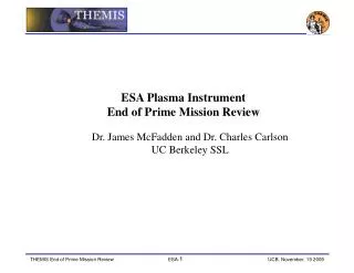 ESA Plasma Instrument End of Prime Mission Review