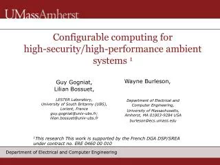 Configurable computing for high-security/high-performance ambient systems 1
