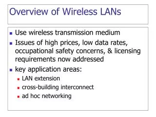 Overview of Wireless LANs