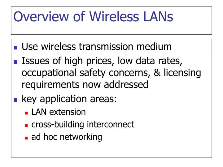 overview of wireless lans