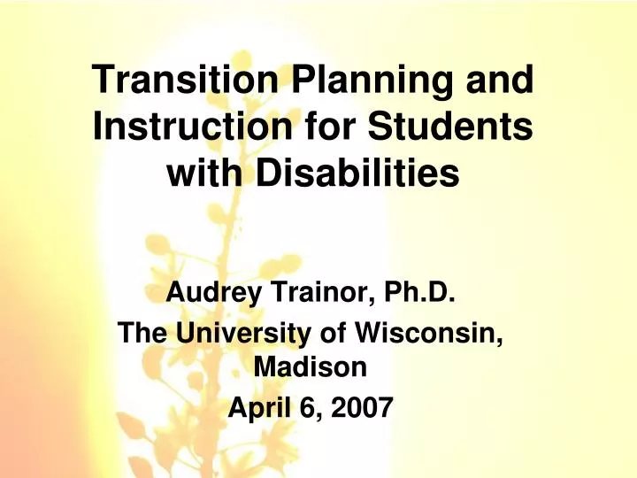 transition planning and instruction for students with disabilities