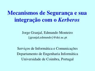 mecanismos de seguran a e sua integra o com o kerberos