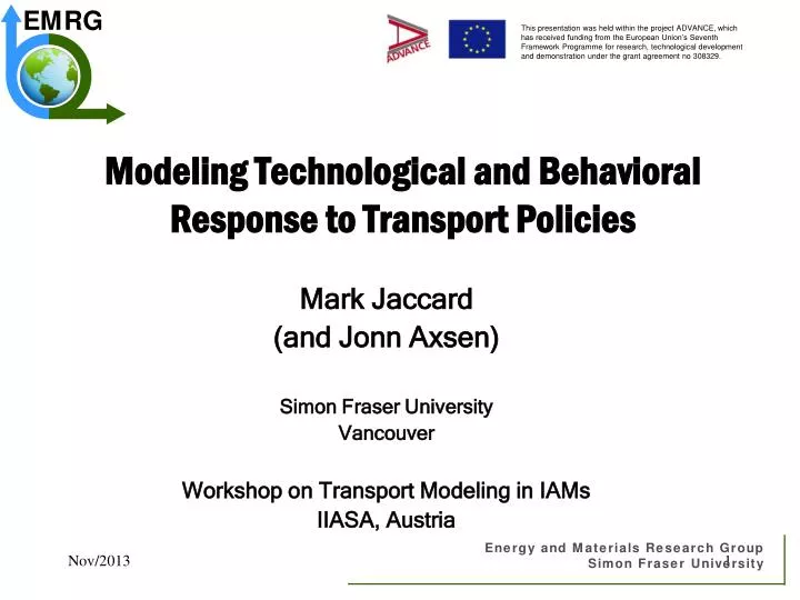 modeling technological and behavioral response to transport policies