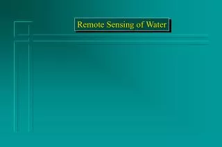Remote Sensing of Water