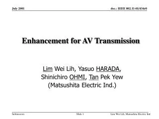 Enhancement for AV Transmission