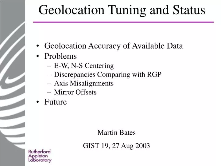 geolocation tuning and status